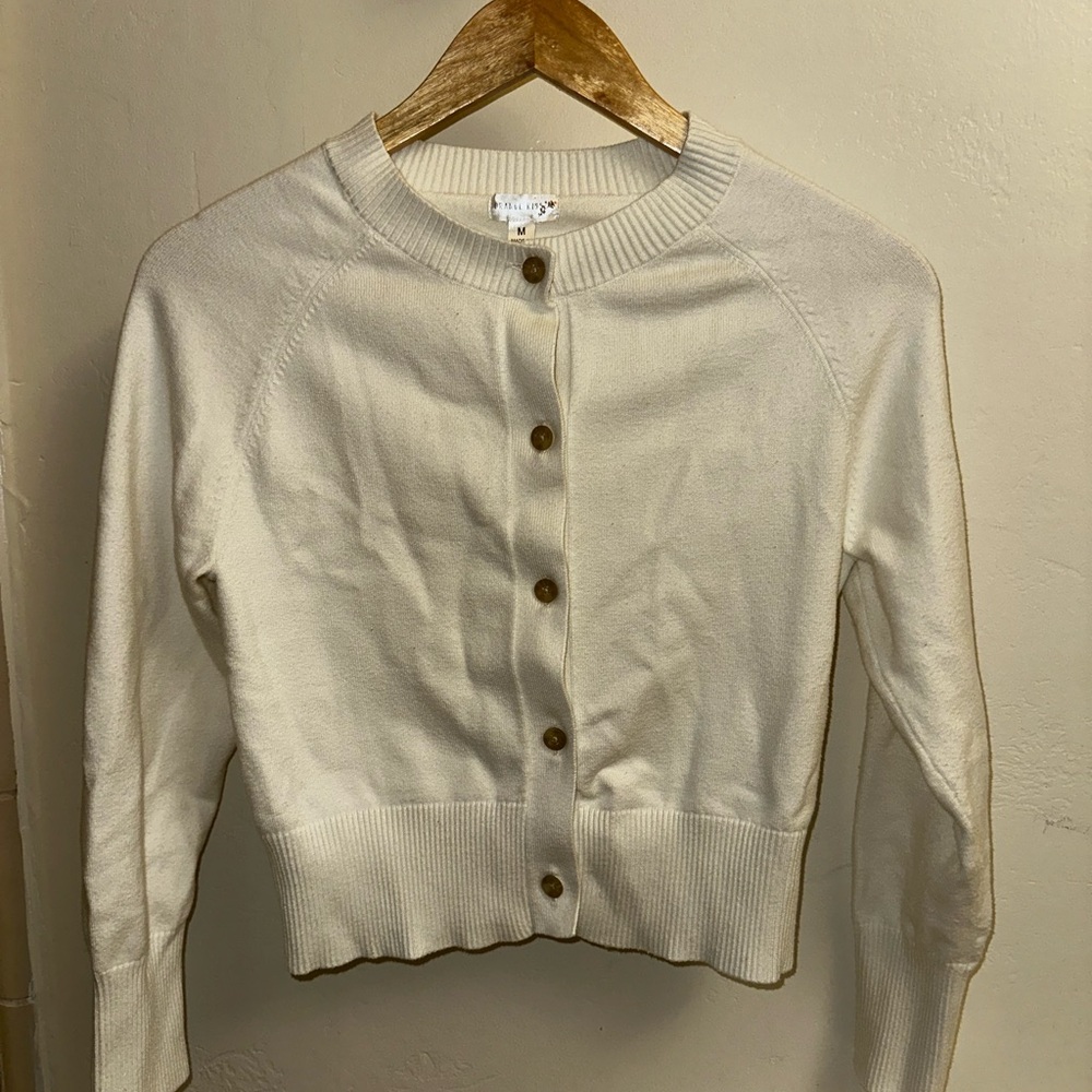 Classic White Button-Up Cardigan - Picture 2 of 4